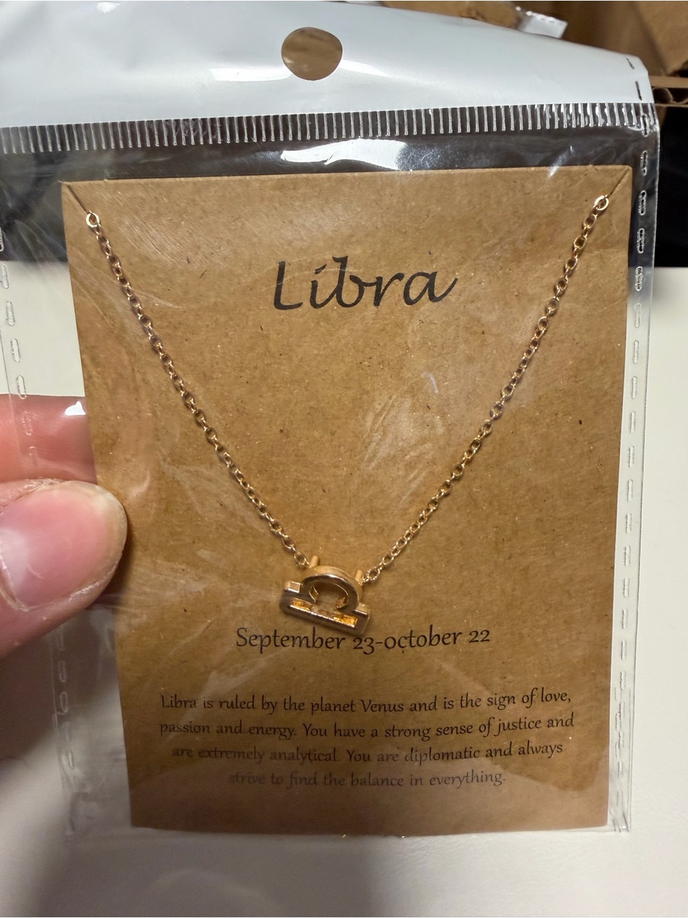 Libra Zodiac Pendant Necklace - Gold